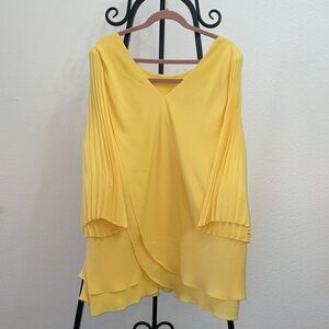 Laurie Felt Yellow Pleated Sleeve Blouse 3X NWOT